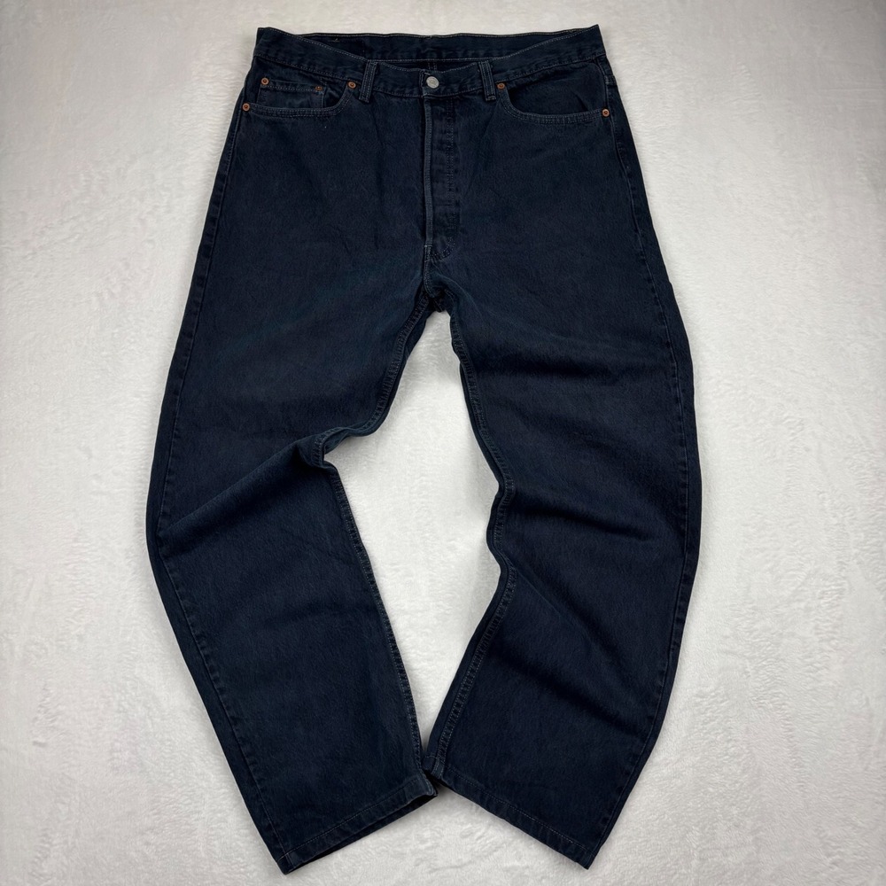 Vintage Levis 501 Mens 38x34 Faded Fuzzy Black USA Made Distressed Y2K Denim